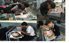 students making painting